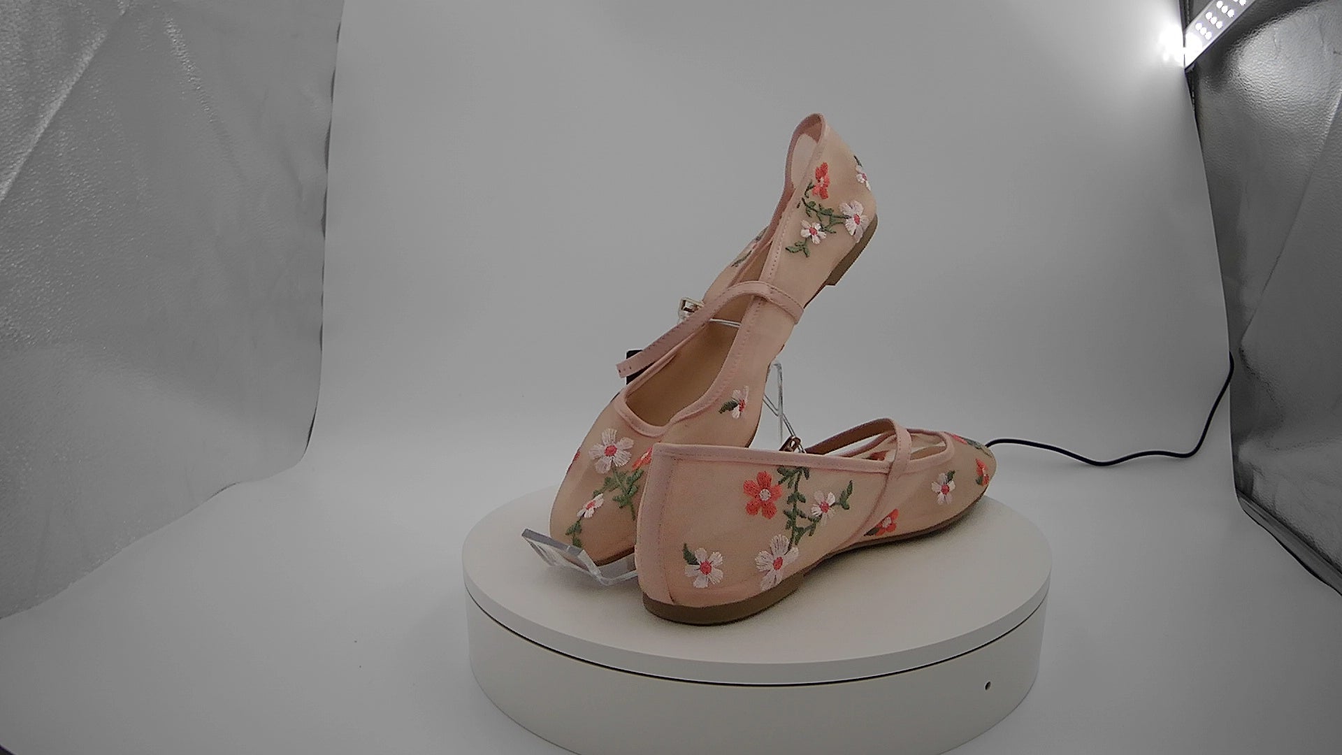 Women's Elsa Floral Mesh Mary Jane Flats - Wild Fable Pink 10: Memory Foam, Buckle Closure, Textured Outsole