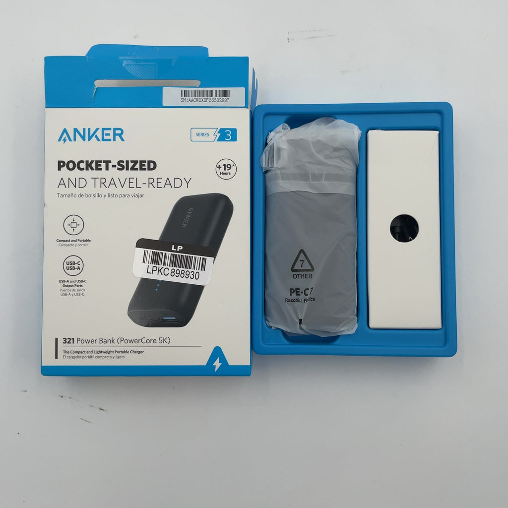 Anker 5000Mah Power Bank Powercore 5K 12W 1A1C - Black: Dual Output, Usb & Usb-C