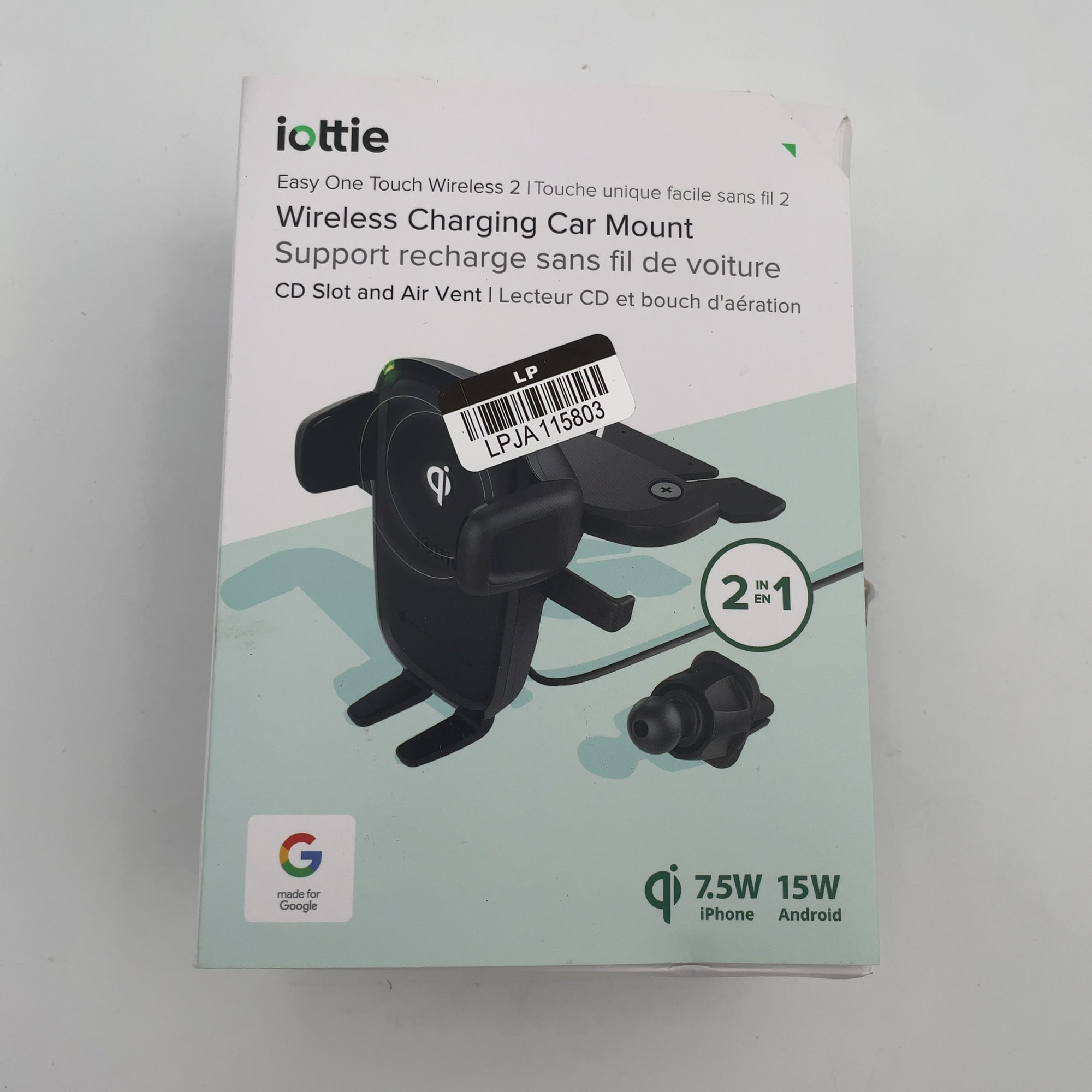 Iottie Easy One Touch Wireless 2 Air Vent/Cd With 10W Qi Wireless Charging Mount - Black: Car Phone Holder, Universal Electronics Model Compatibility