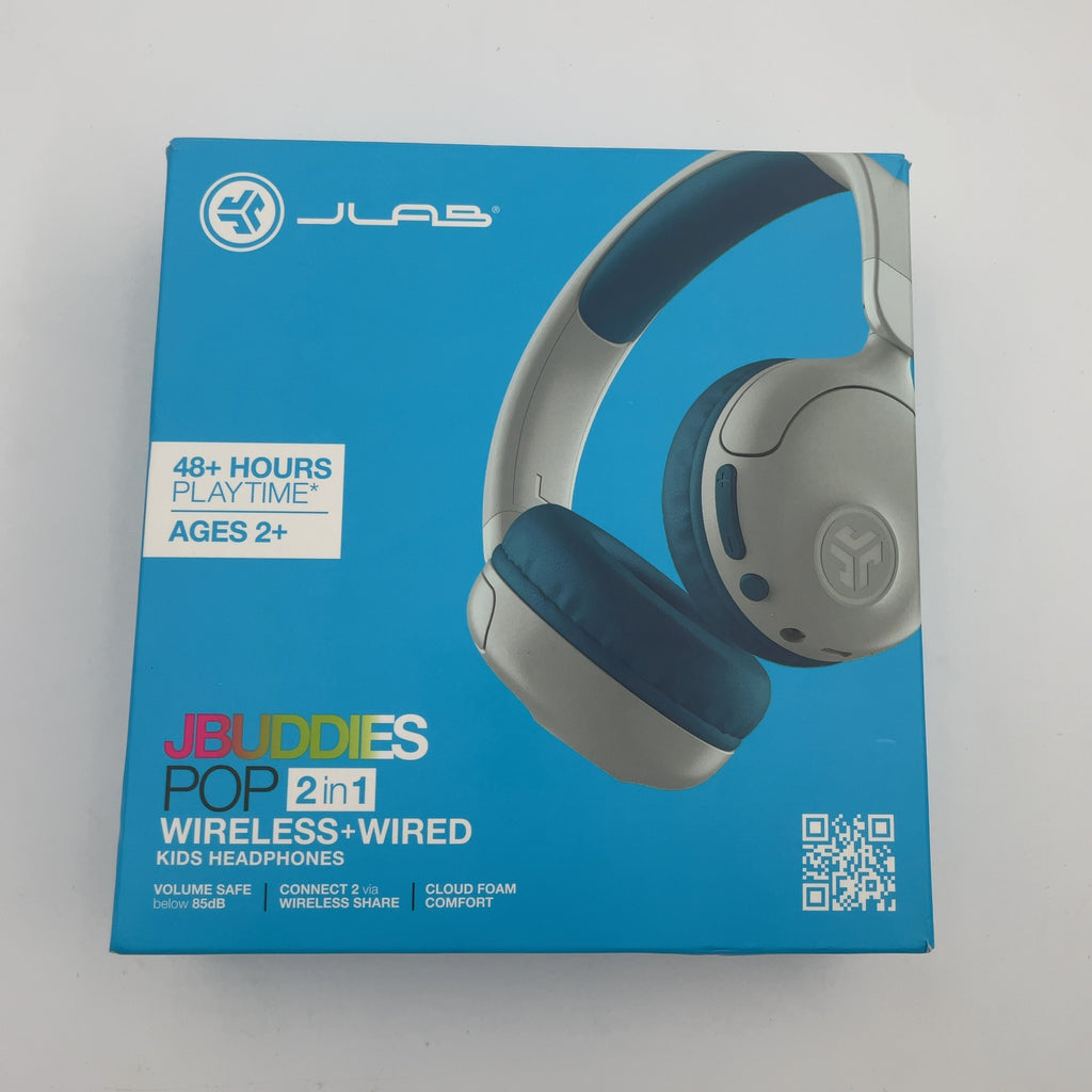 Jlab Jbuddies Pop Bluetooth Wireless Kids' Headphones - Teal: Over-Ear, Built-In Mic, Water-Resistant