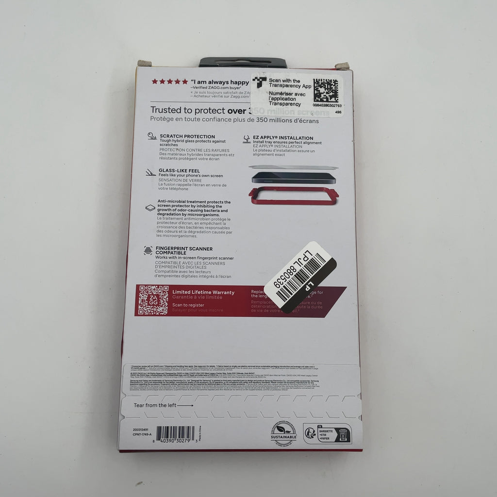 Zagg Invisibleshield Samsung Galaxy S24 Ultra Fusion Screen Protector: Scratch-Resistant, Self-Adhesive Glass
