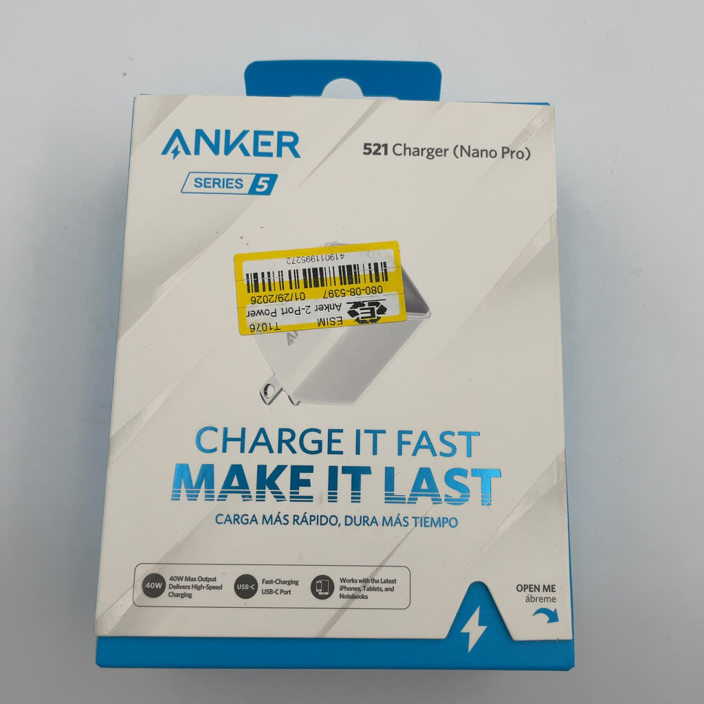 Anker 2-Port Powerport Iii 40W Nano Pro Duo Usb-C Power Delivery Wall Charger - White: Lightweight, Smart Charging