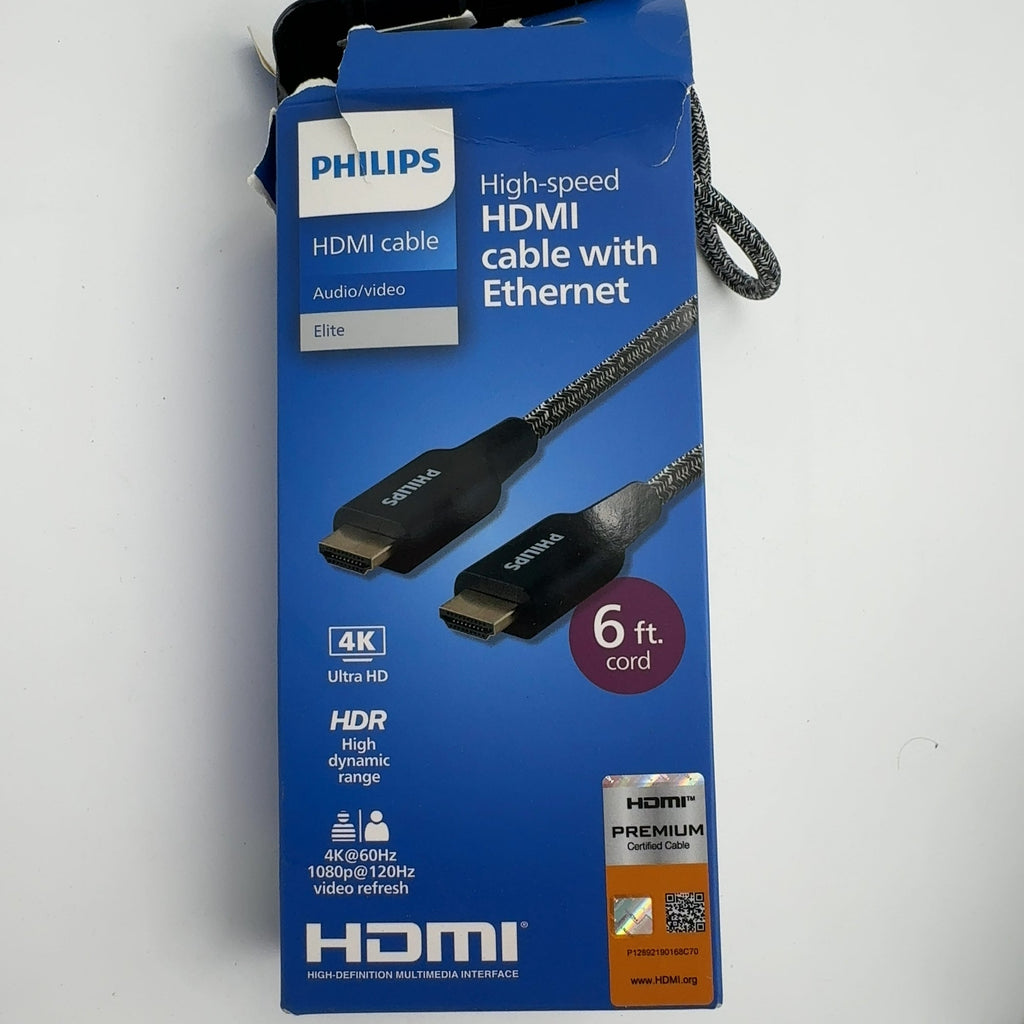 Philips 6' Elite Premium High-Speed Hdmi Cable With Ethernet, 4K@60Hz - Braided: Male-To-Male Connections