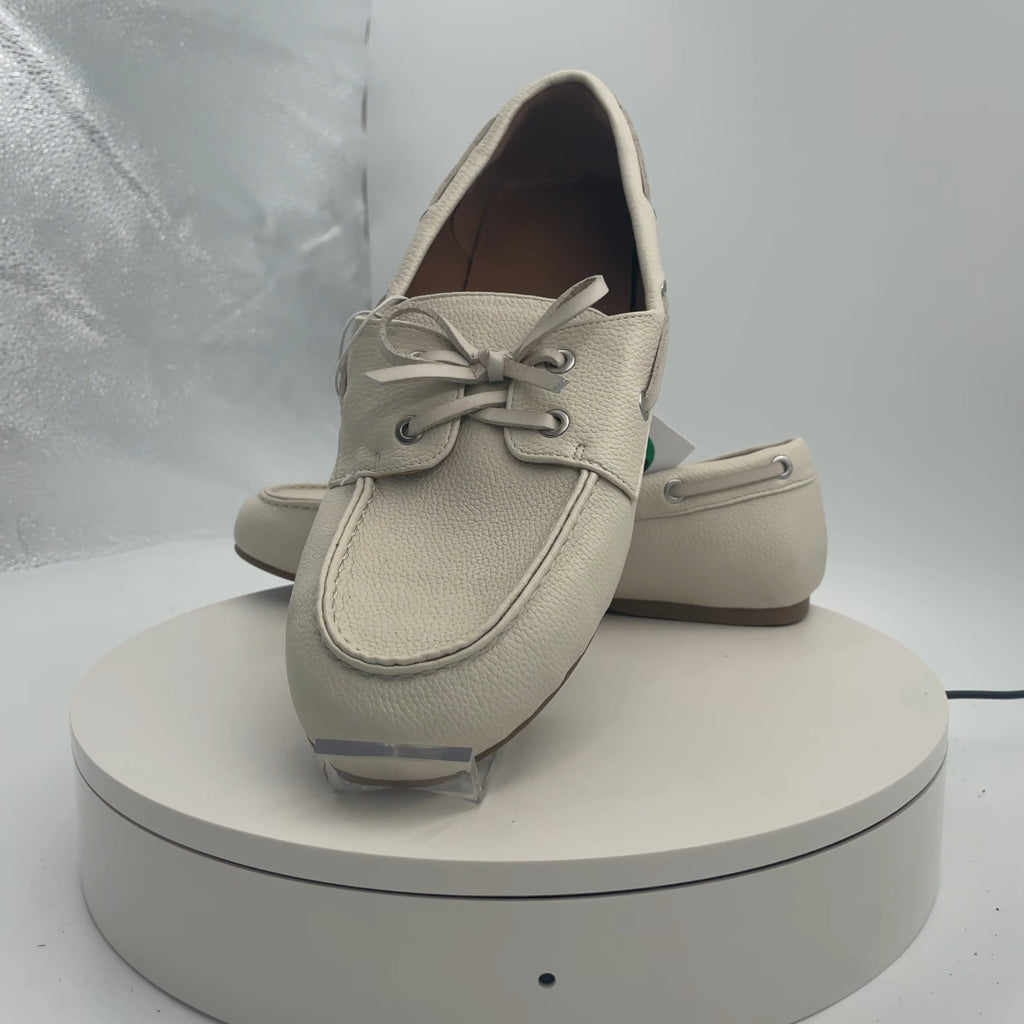 Women's Midge Boat Shoe Flats With Memory Foam Insole - Universal Thread Off-White 10: Pull-On, Round Toe