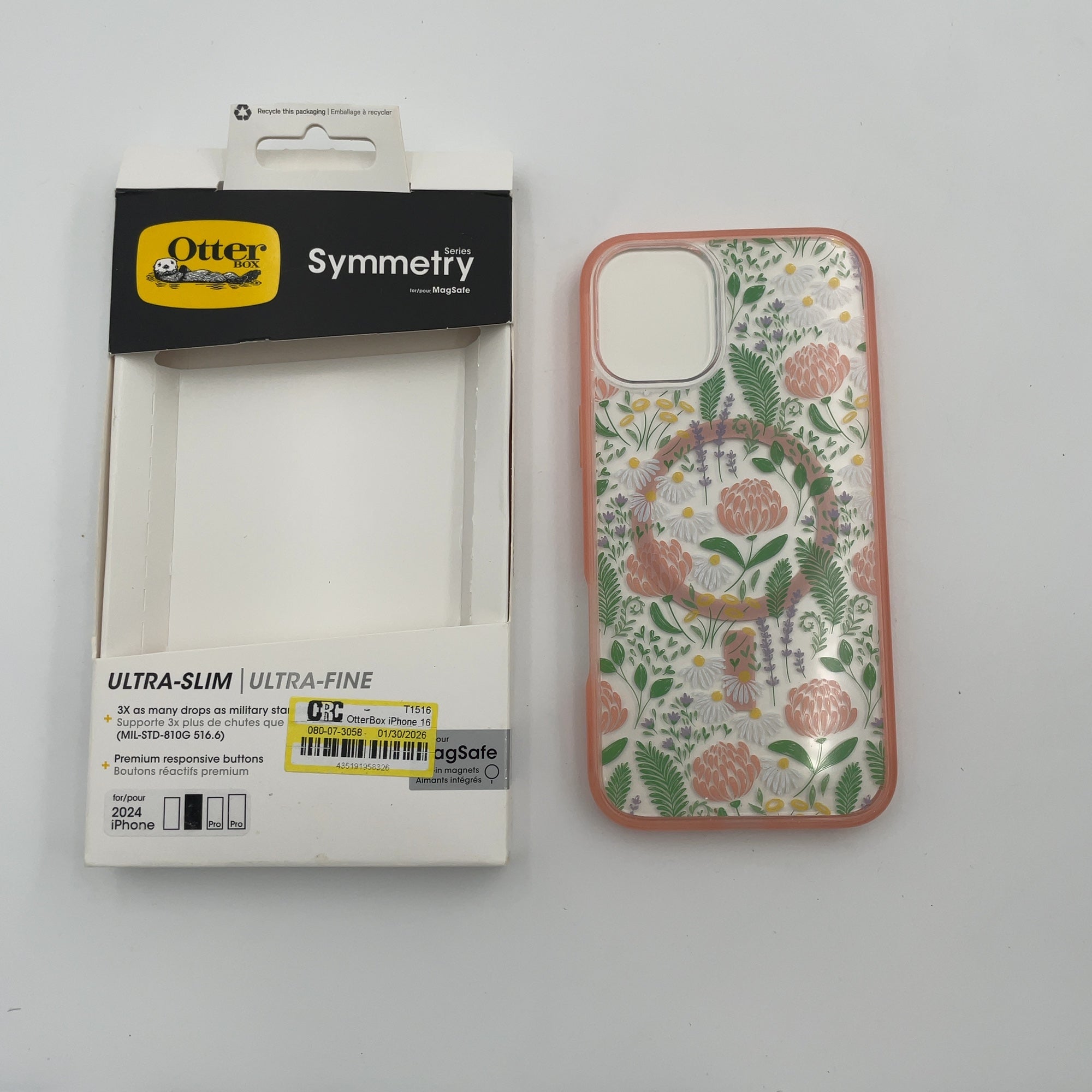 OtterBox iPhone 16 Plus Symmetry Series Case with MagSafe - Peachy Bloom: Plastic Solid Pattern, MagSafe Compatible