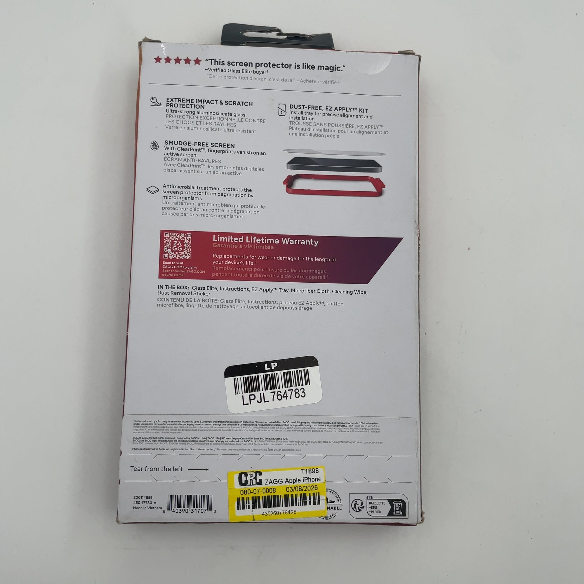 Zagg Apple Iphone 16 Plus/Iphone 15 Plus Glass Elite Screen Protector: Scratch-Resistant, Lightweight Design