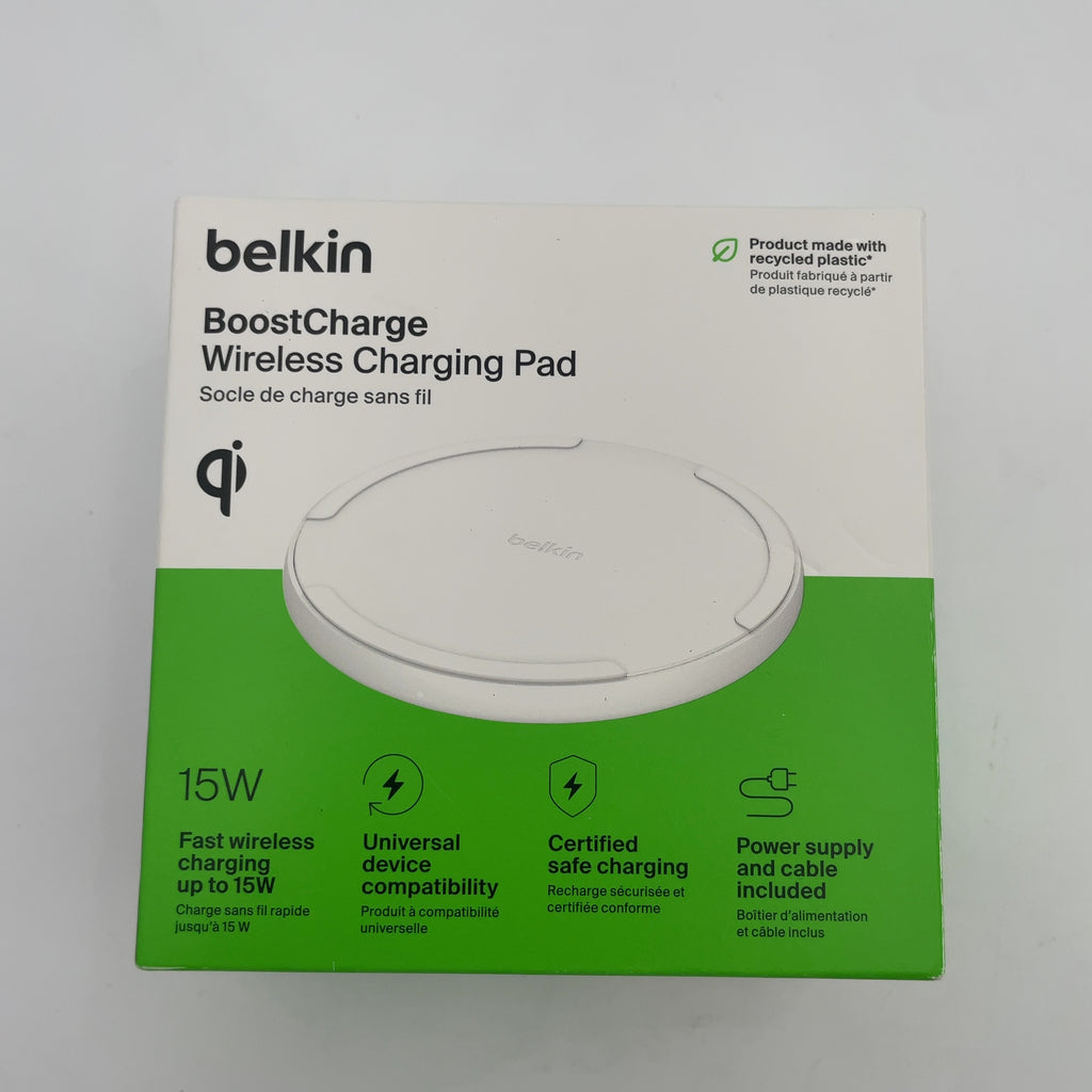 Belkin 15W Qi Charging Pad - White: MagSafe Compatible, USB-C Connection, Quick Charge