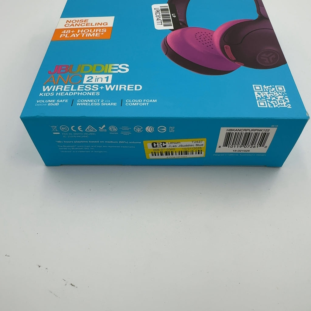 Jlab Jbuddies Bluetooth Wireless Anc Kids' Headphones - Purple/Pink: Over-Ear Cushions