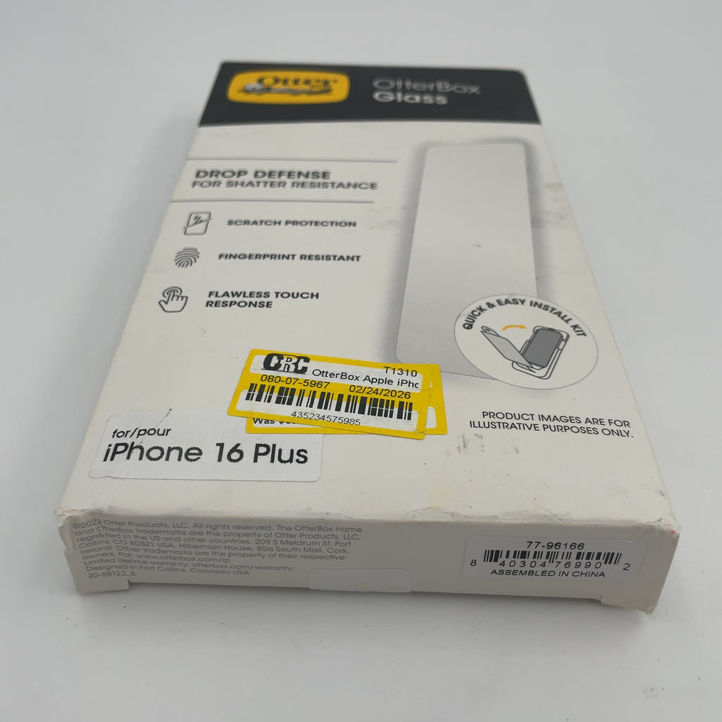 Otterbox Apple Iphone 16 Plus Glass Series Screen Protector - Clear: Fits Iphone 15 Plus, Plastic Material