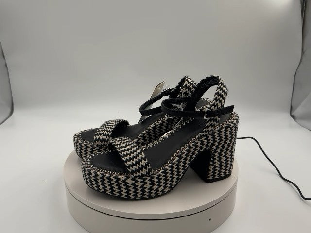 Women's Madeline Woven Platform Sandal Heels with Memory Foam Insole - Universal Thread Black 8.5: Ankle Strap, Block Heel