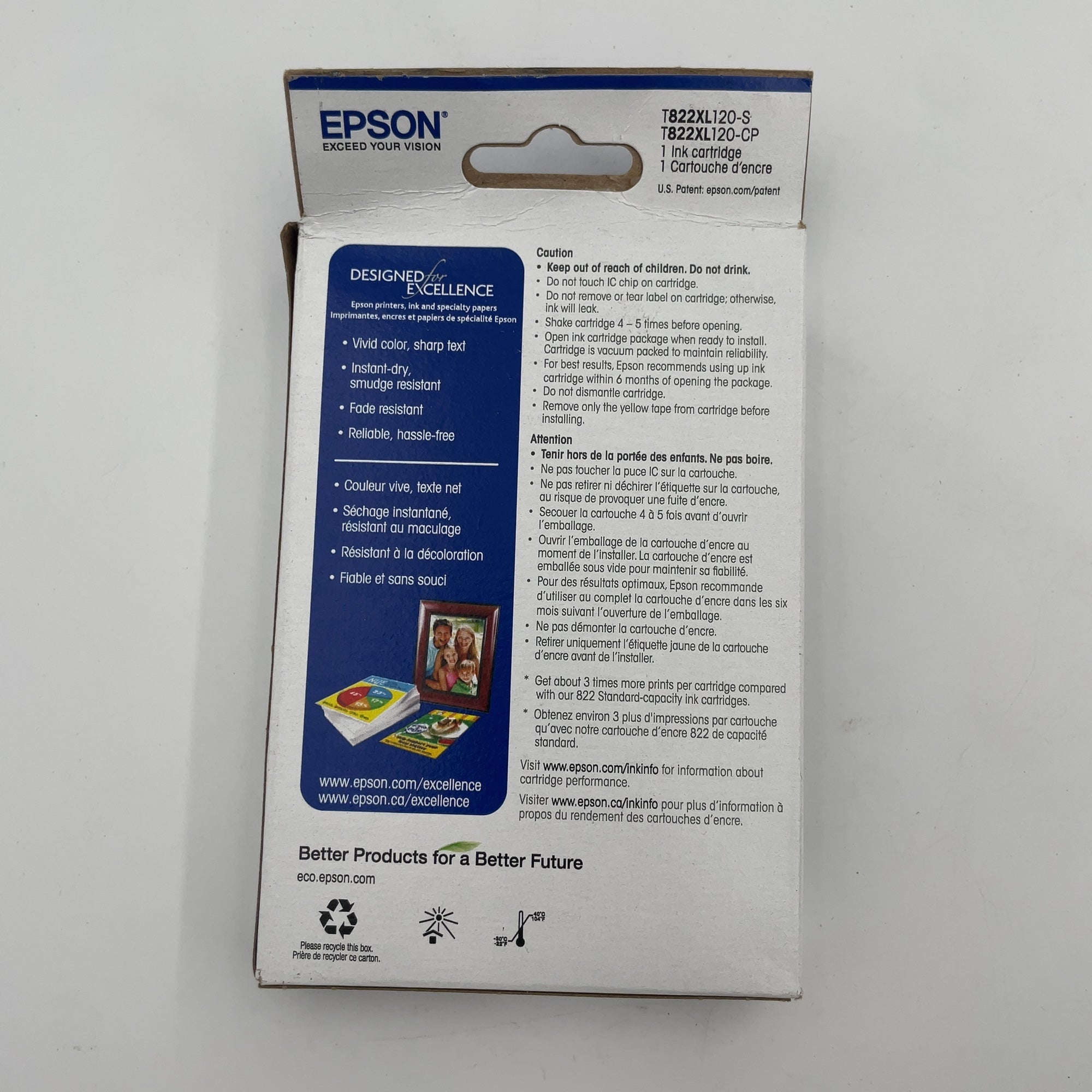 Epson 822Xl Single Ink Cartridge - Black (T822Xl120-Cp)