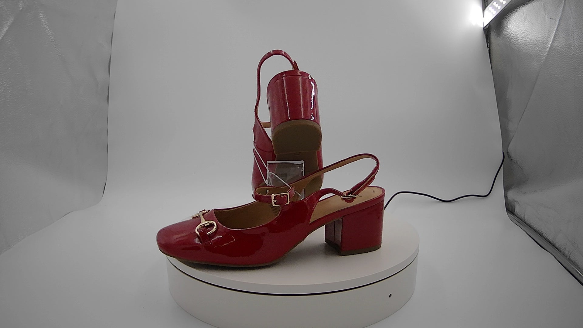 Women's Lucky Square Toe Mary Jane Heel with Memory Foam Insole - A New Day Red 8: Faux Leather, Block Heel, Buckle Closure