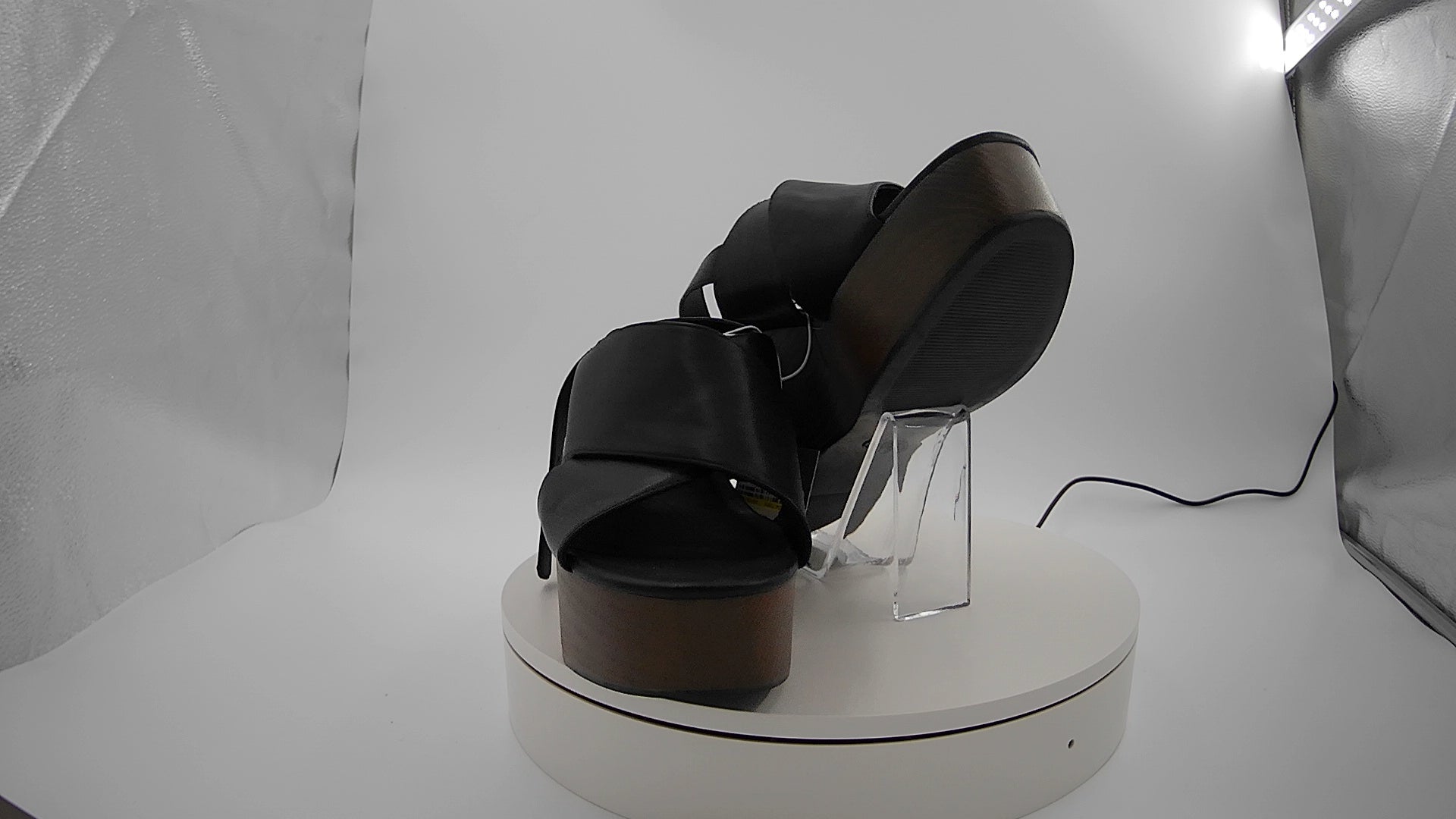 Women's Naomi Wood Wedge Heels with Memory Foam Insole - Universal Thread Black 11: Ankle Strap, Open Toe, Buckle Closure