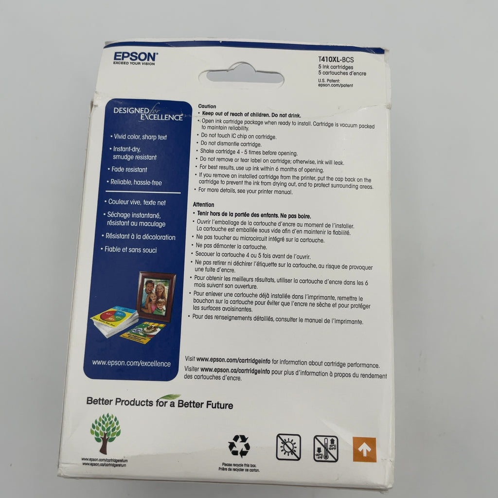 Epson 410XL Black & Standard Capacity Photo Black - C/M/Y Ink Cartridges Combo 5pk (T410XL-BCS) (Please be advised that sets may be missing pieces or otherwise incomplete.)