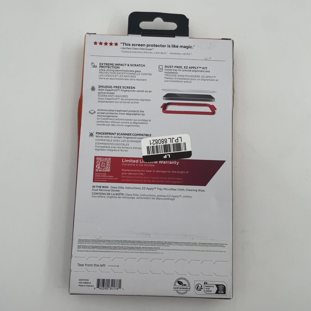Zagg Invisibleshield Samsung Galaxy S25 Ultra Glass Elite Screen Protector: Scratch-Resistant, Lightweight Design