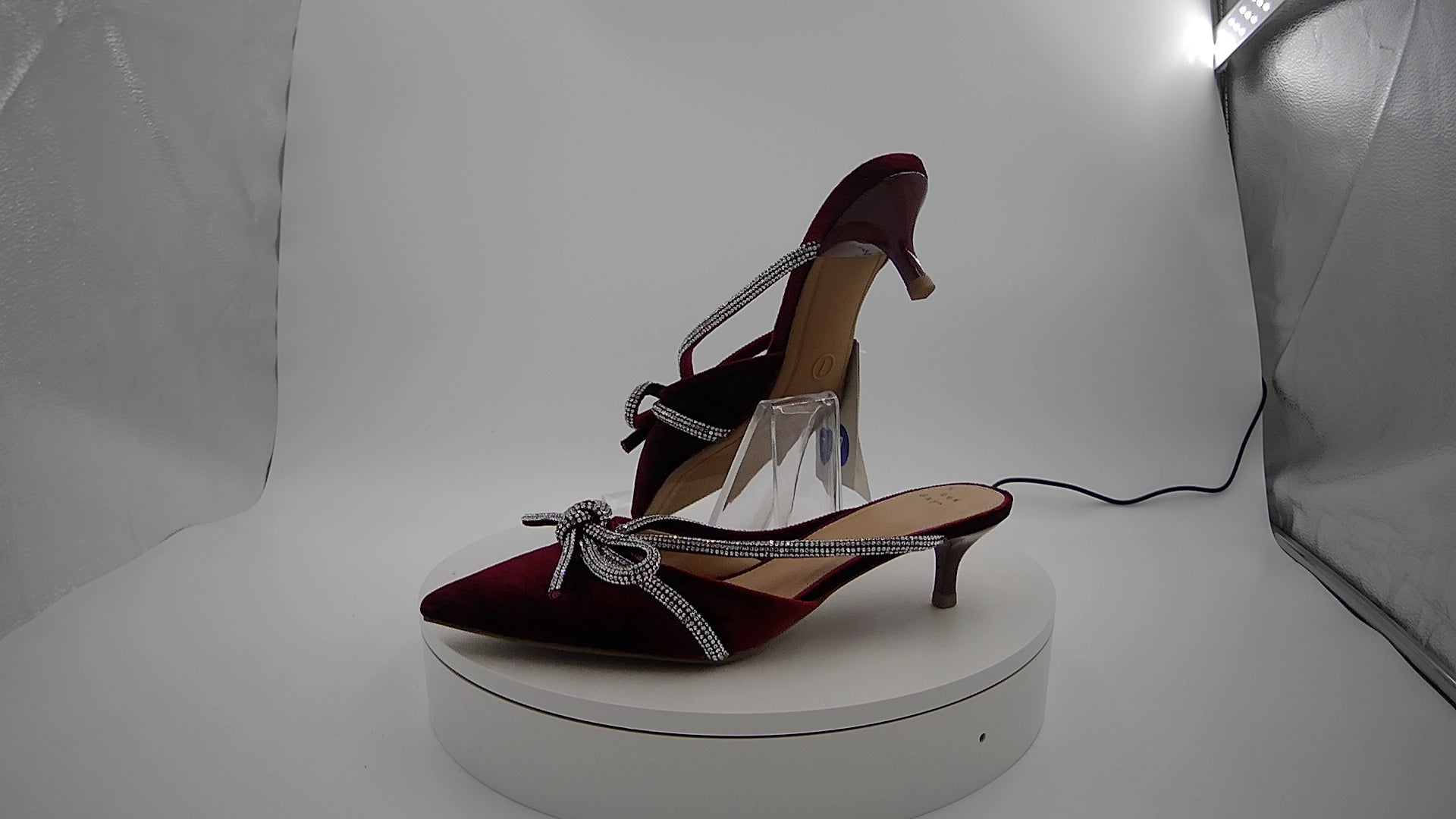 Women’s Gwen Rhinestone Bow Heels - A New Day Burgundy 7