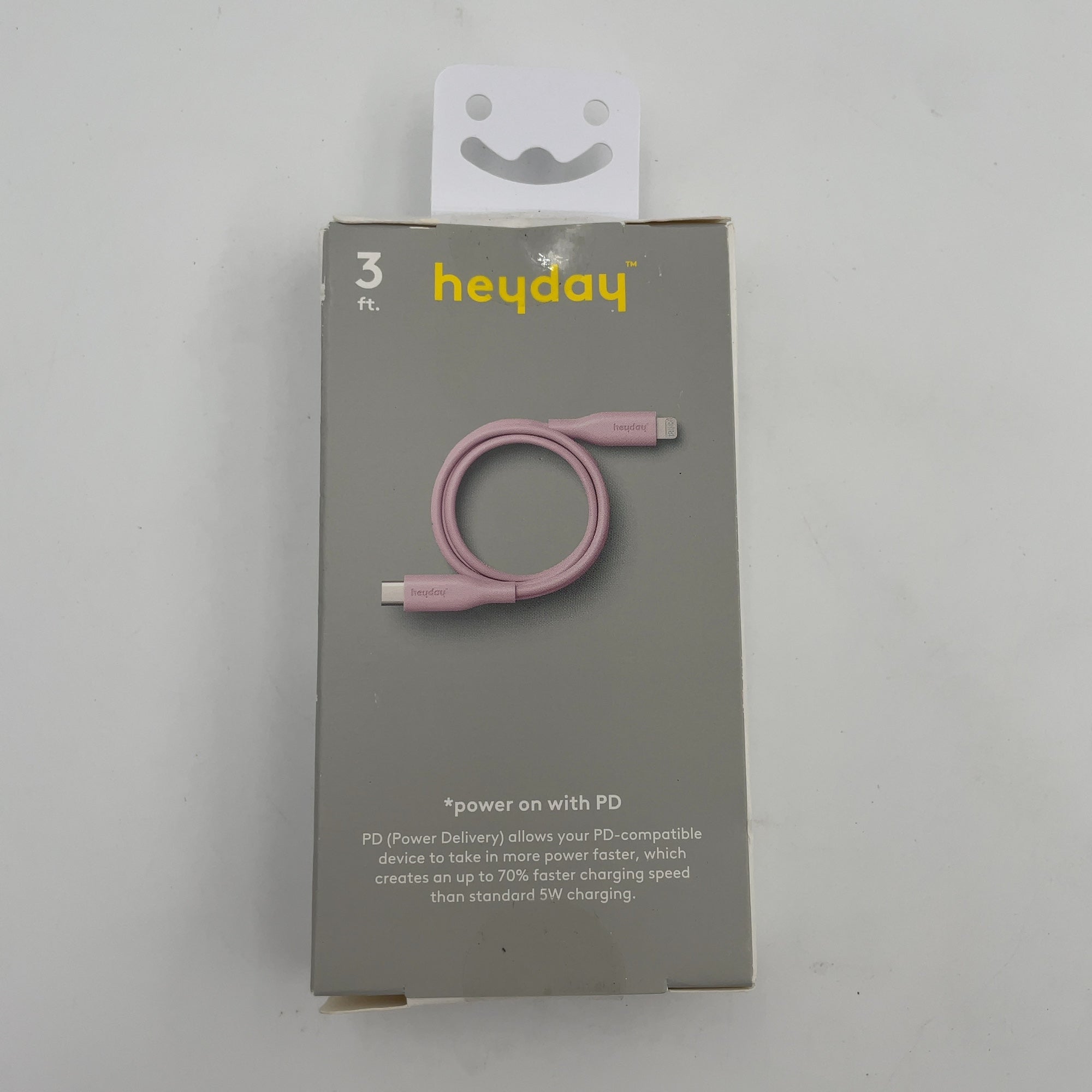 3' Lightning To Usb-C Round Cable- Heyday Light Pink: Male-To-Female Connectors