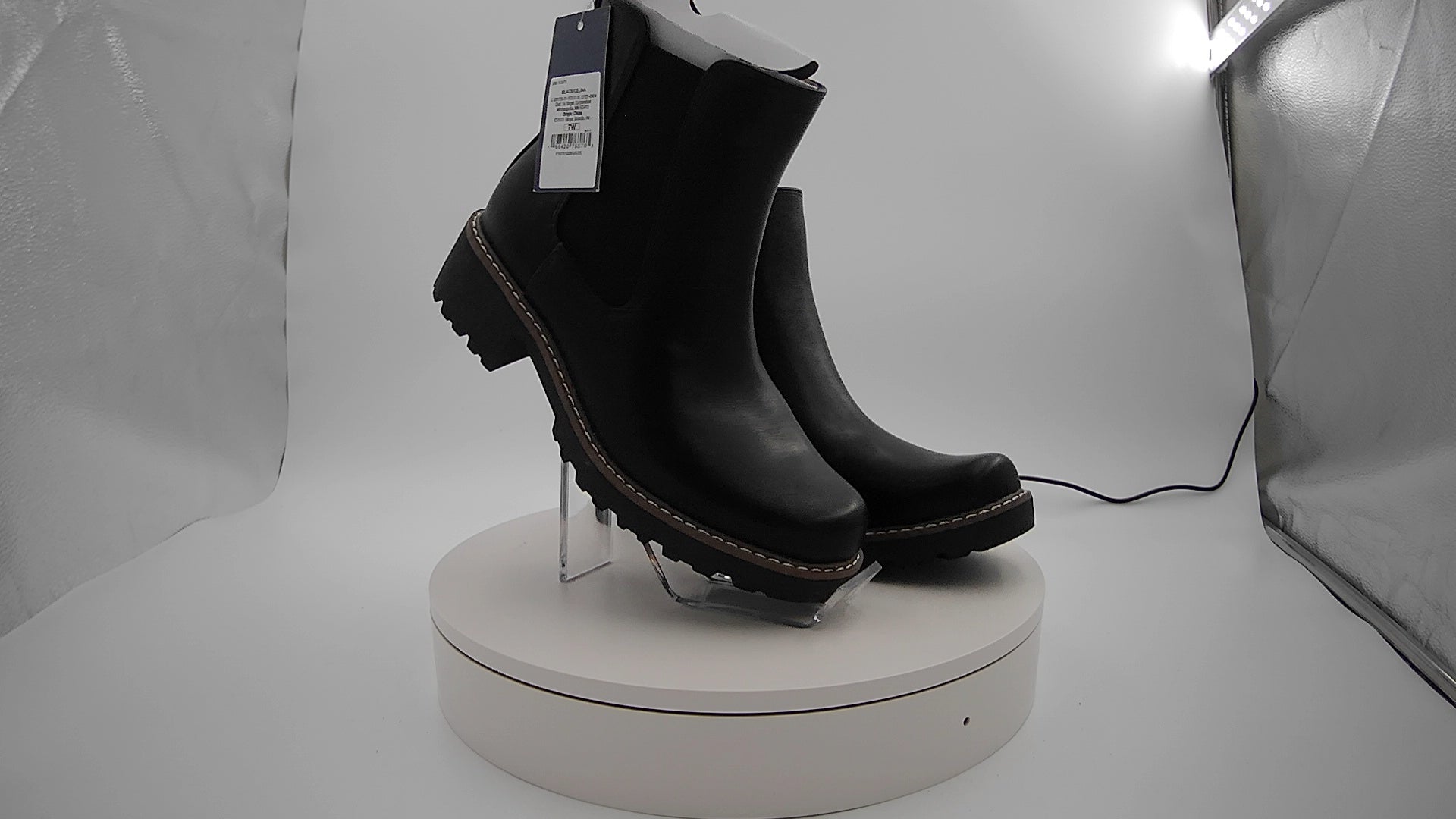 Women's Celina Ankle Chelsea Boots with Memory Foam Insole - Universal Thread Black 7W: Ankle Height, Block Heel