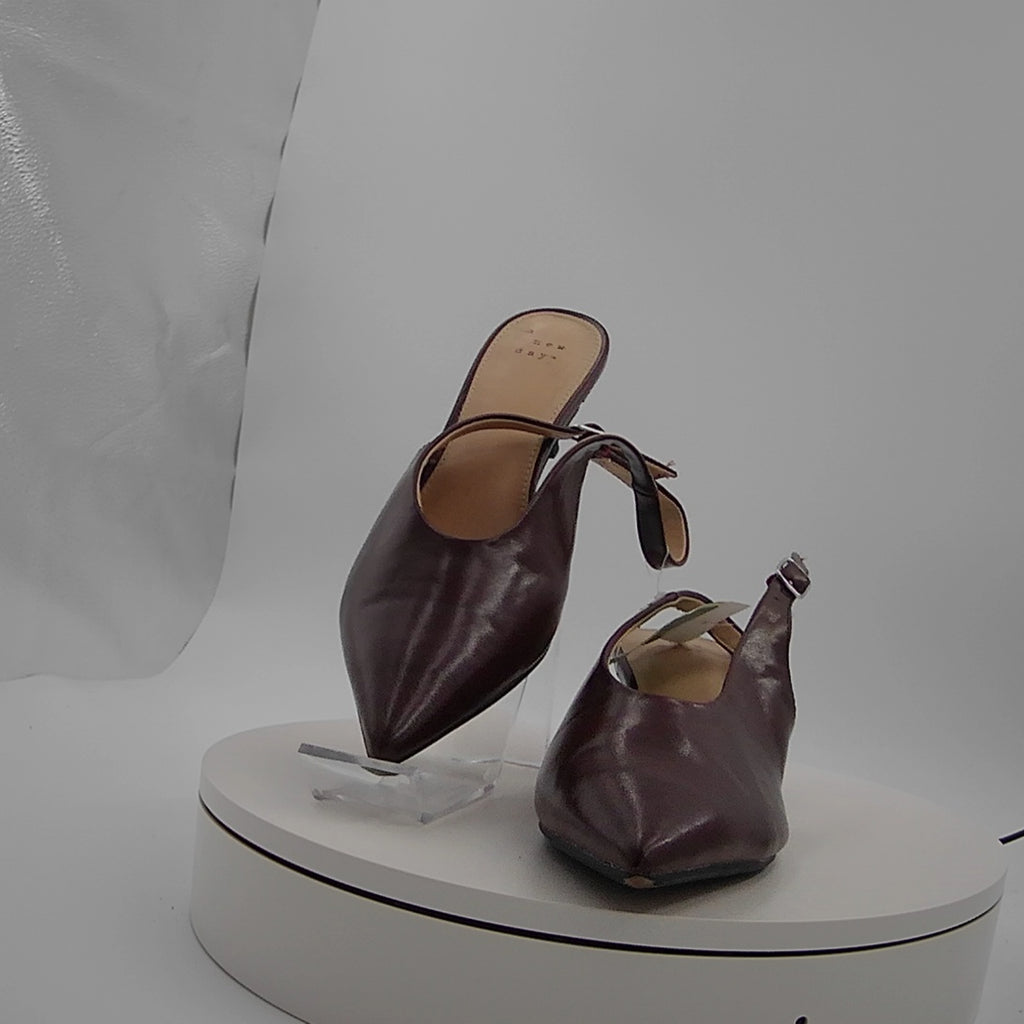 Women’s Samantha Sling Back Kitten Heels – A New Day Burgundy 7