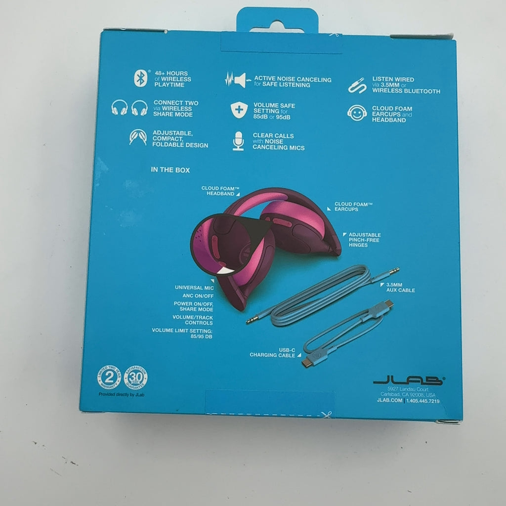 Jlab Jbuddies Bluetooth Wireless Anc Kids' Headphones - Purple/Pink: Over-Ear Cushions
