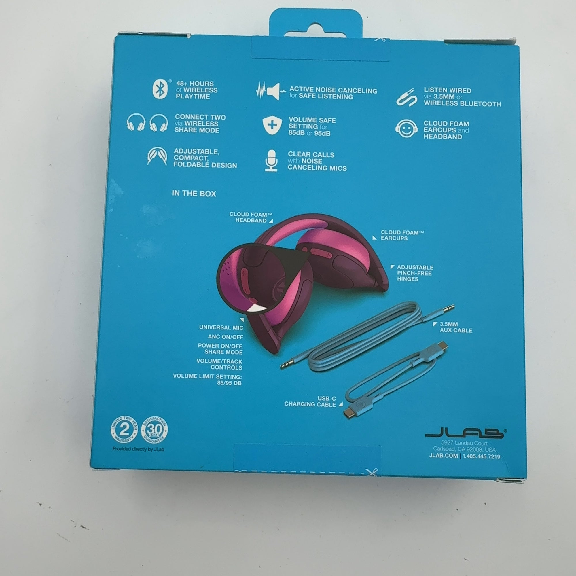 Jlab Jbuddies Bluetooth Wireless Anc Kids' Headphones - Purple/Pink: Over-Ear Cushions
