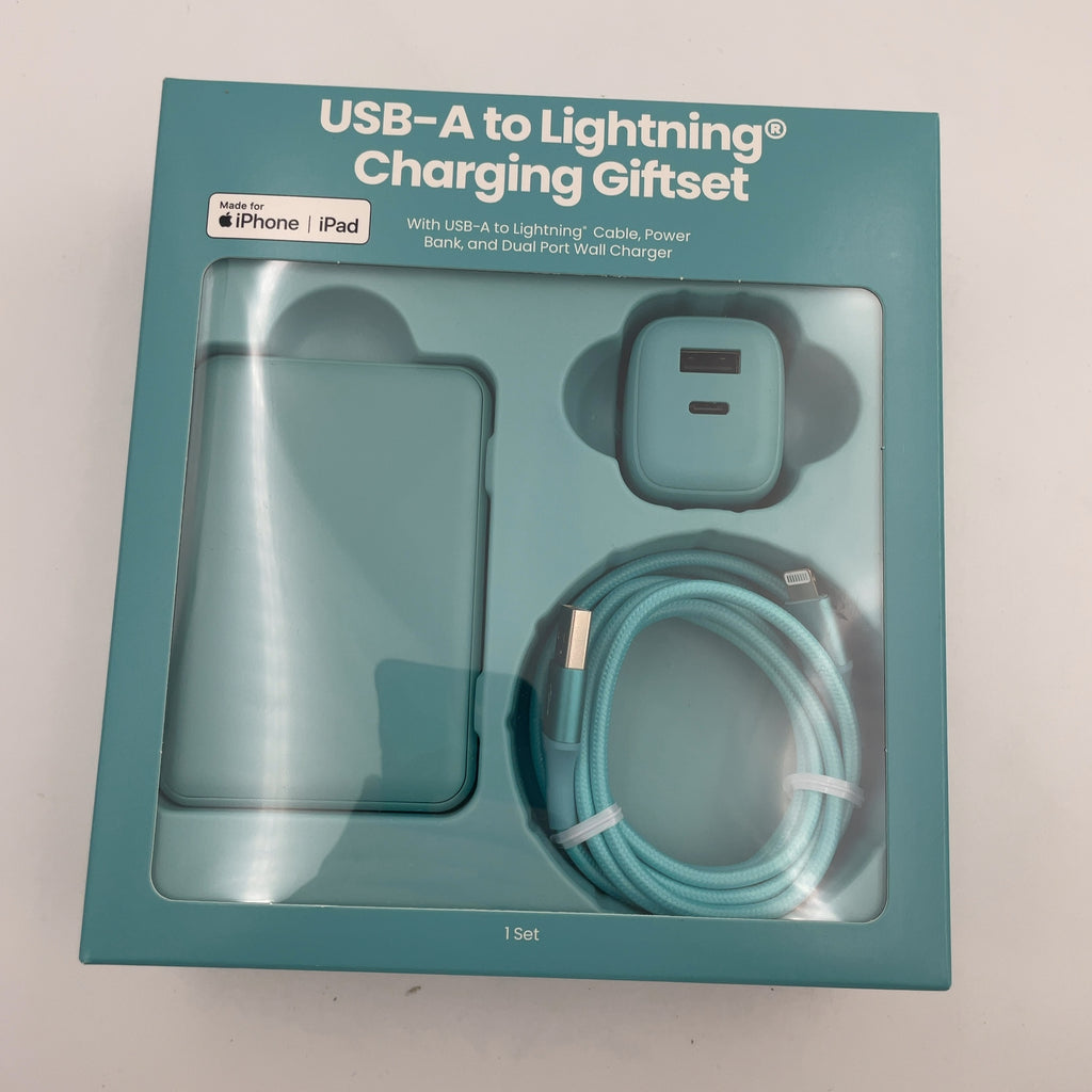 Gems Usb-A To Lightning Charging Gift Set With 5000Mmah Power Bank, Cable, And Wall Charger - Teal Blue (Please Be Advised That Sets May Be Missing Pieces Or Otherwise Incomplete.)