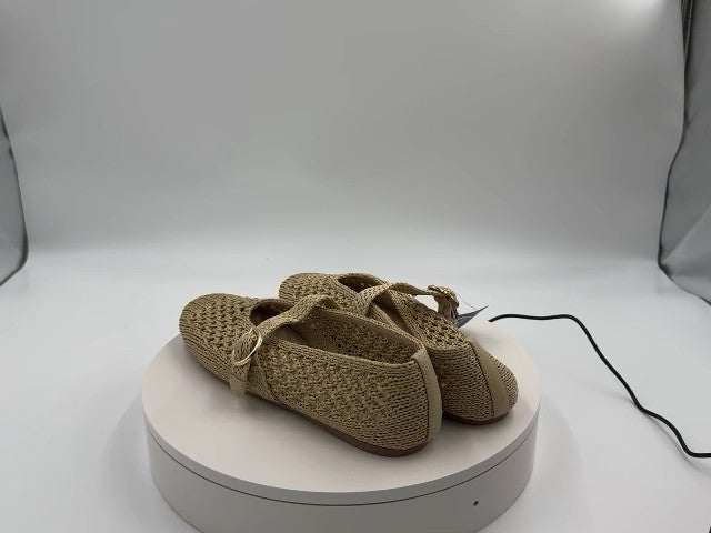 Women's Sia Knit Woven Mary Jane Flats - Universal Thread Beige 9.5: Cushioned Insole, Buckle Closure