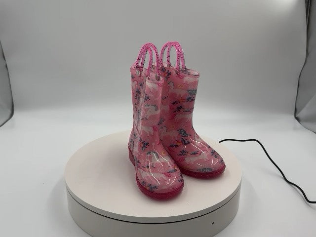 Wildkin Kids Waterproof Pull-on Rain Boots, Size 9 (Magical Unicorns)