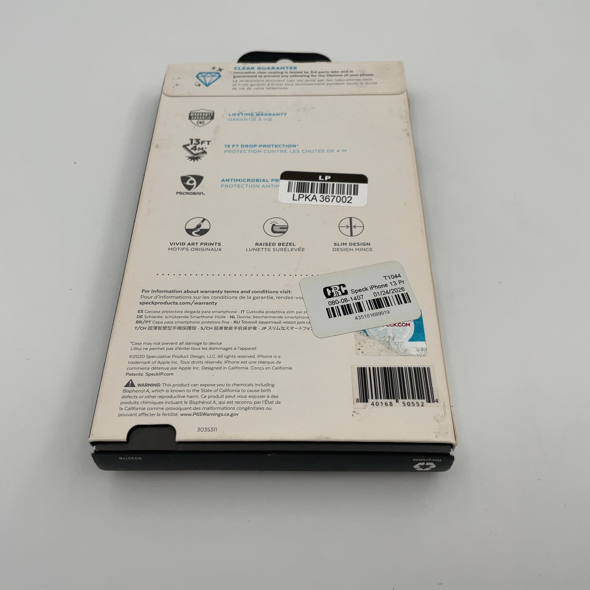 Speck iPhone 13 Pro Max/iPhone 12 Pro Max Presidio Perfect Clear Case - Ombre Fade: Impact-Resistant Polycarbonate