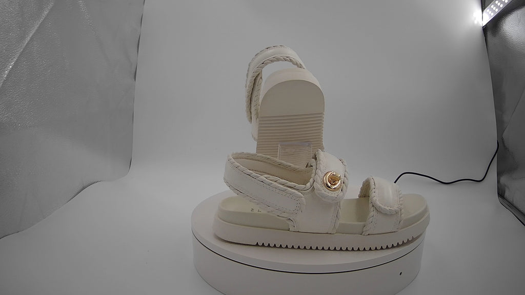 Women's Tilly Platform Footbed Sandals - A New Day Off-White 7: Cushioned Insole, Hook & Loop Closure