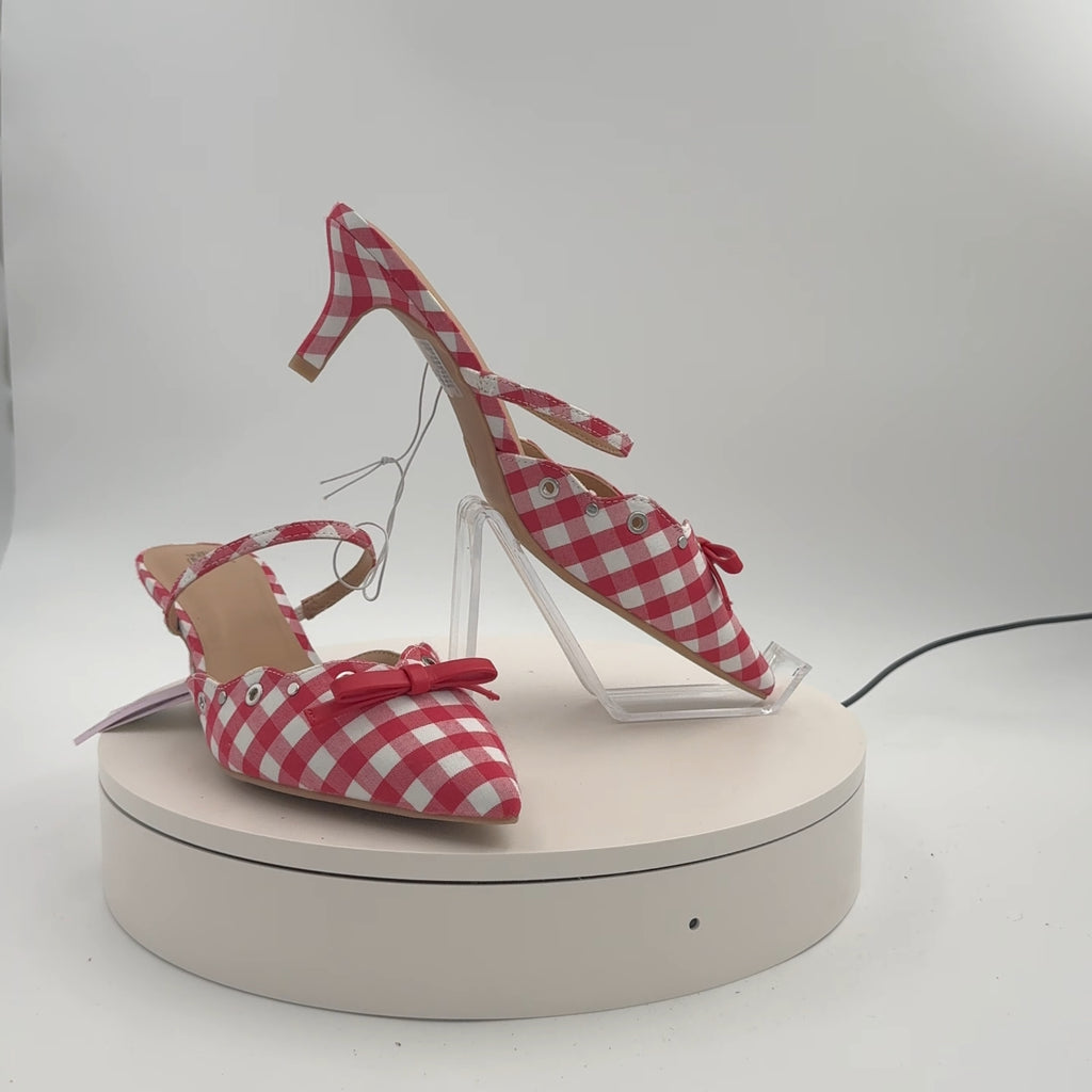 Women's Lysandra Gingham Eyelet Kitten Heels - Wild Fable Red 9: Slip-On Pumps, Pointed Toe, 2" Louis Heel, Textured Outsole