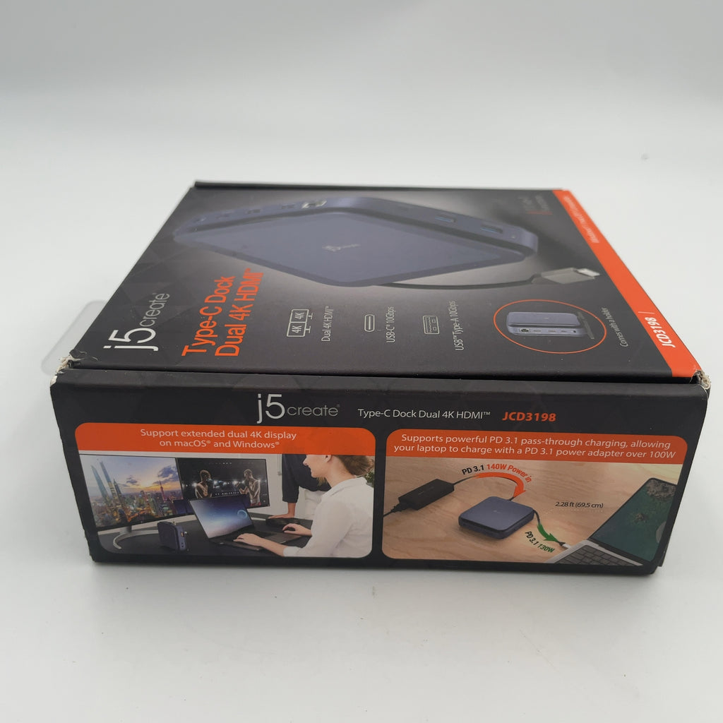 J5Create Usb-C Dual 4K Hdmi Dock: Black, Male-To-Female Adapters