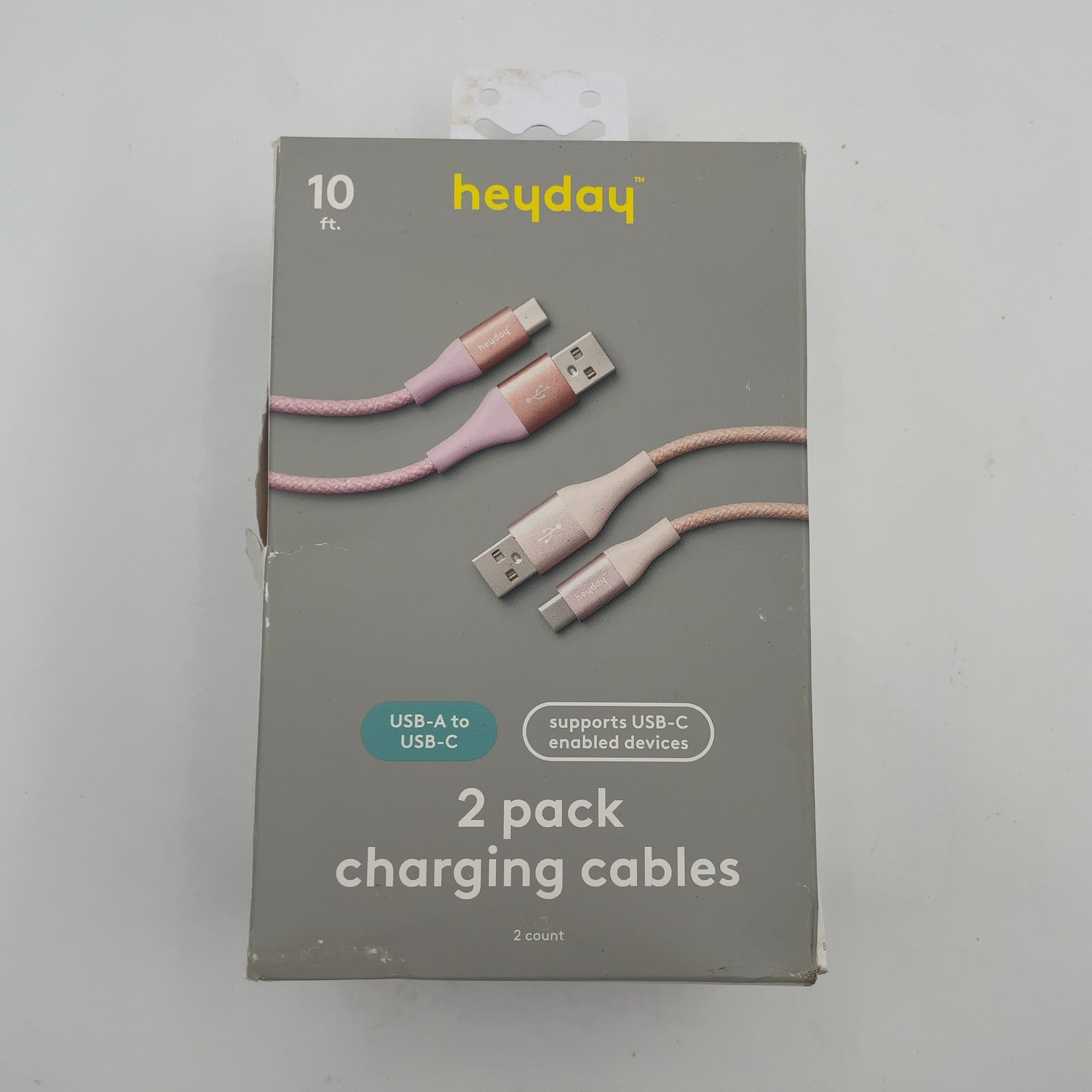 10Ft Usb-A To Usb-C Braided Cable 2Pk - Heyday Bright Lilac Cosmetic Pink (Please Be Advised That Sets May Be Missing Pieces Or Otherwise Incomplete.)