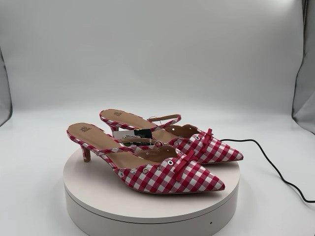 Women's Lysandra Gingham Eyelet Kitten Heels - Wild Fable Red 11: Slip-On Pumps, Pointed Toe, 2" Louis Heel, Medium Width