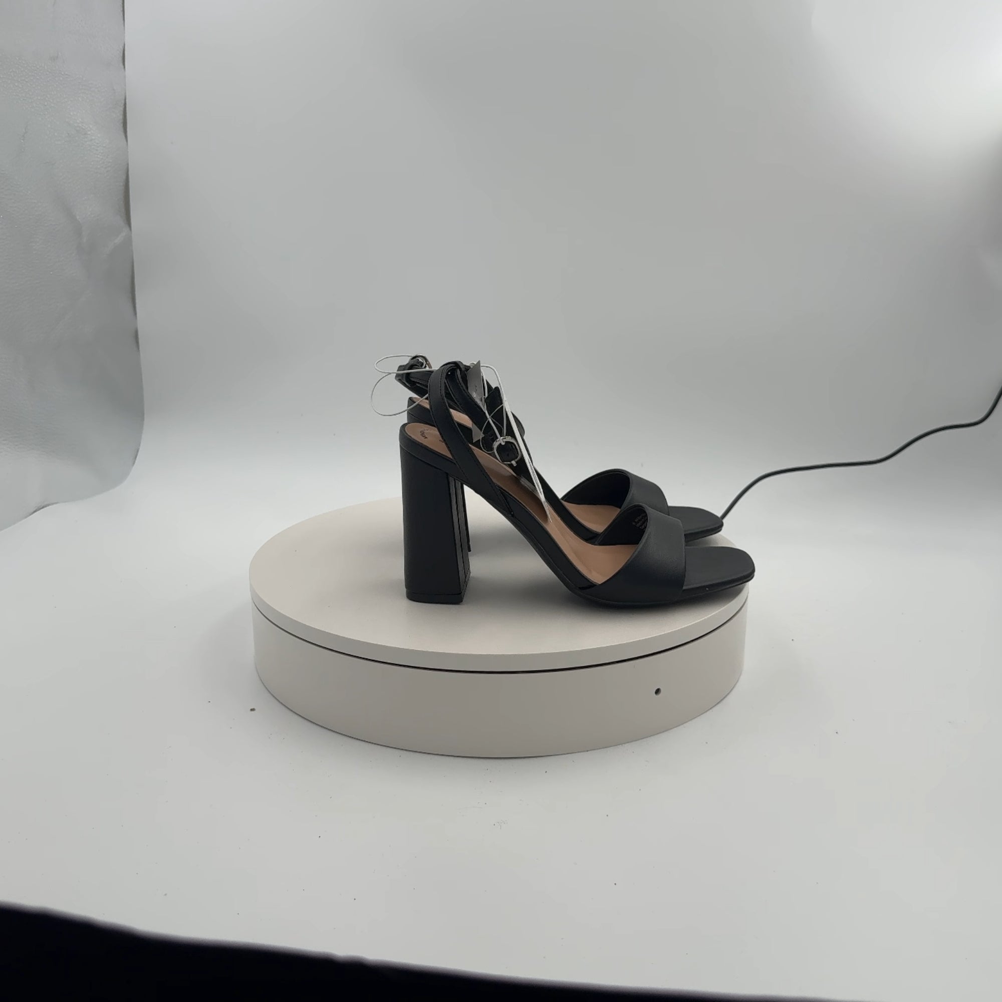 Women's Haley Ankle Strap Single Band Flare Heels With Memory Foam Insole - A New Day Black 6: Cushioned Square Toe, Block Heel