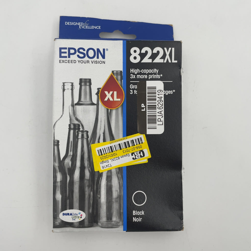 Epson 822Xl Single Ink Cartridge - Black (T822Xl120-Cp)