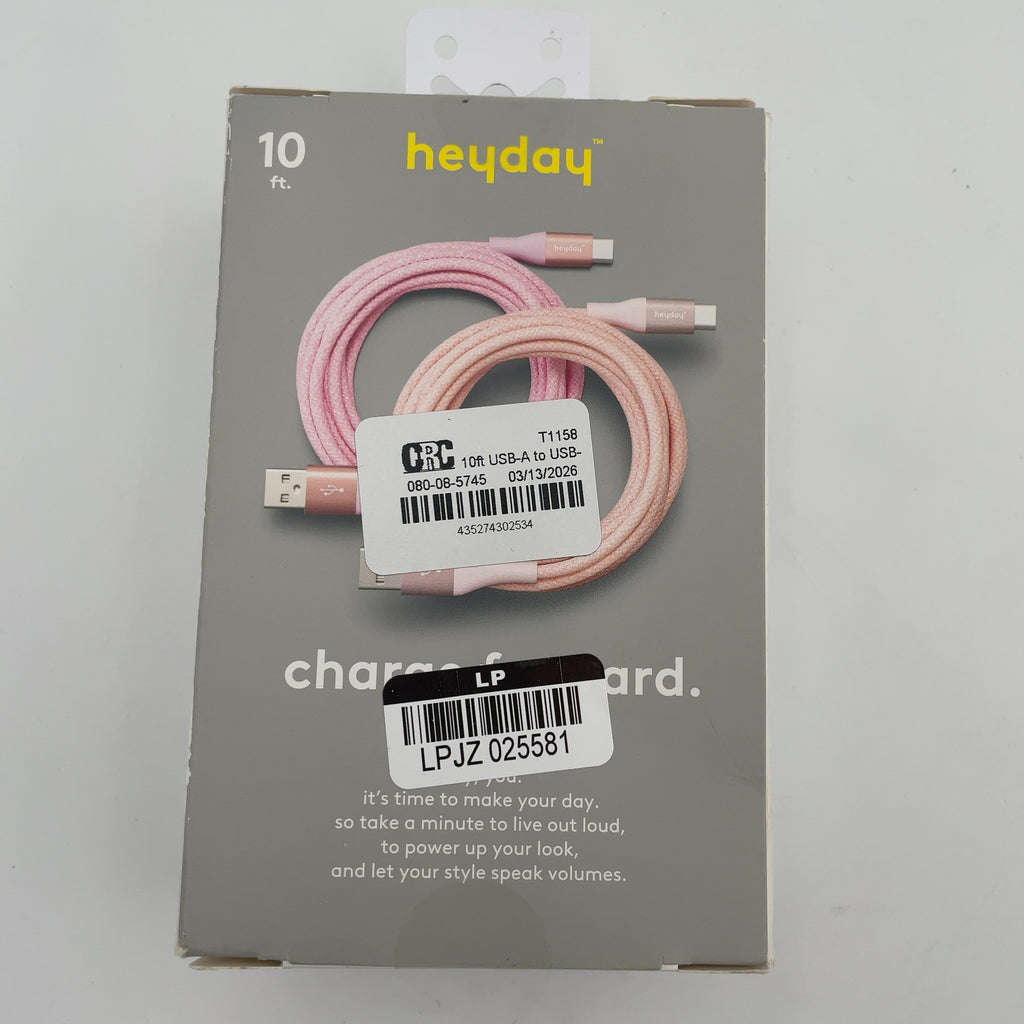 10Ft Usb-A To Usb-C Braided Cable 2Pk - Heyday Bright Lilac Cosmetic Pink (Please Be Advised That Sets May Be Missing Pieces Or Otherwise Incomplete.)