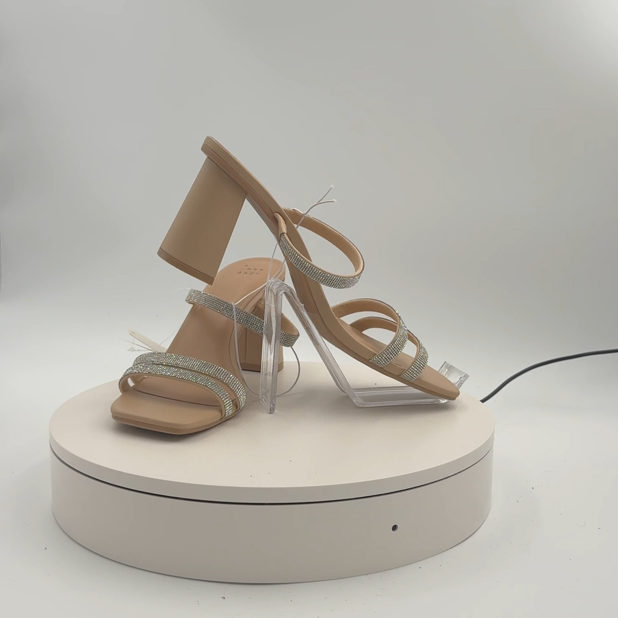 Women's Stacy Mule Heels - A New Day Silver 10: Slip-On Block Heel, Open Toe, Cushioned Insole, Textured Outsole