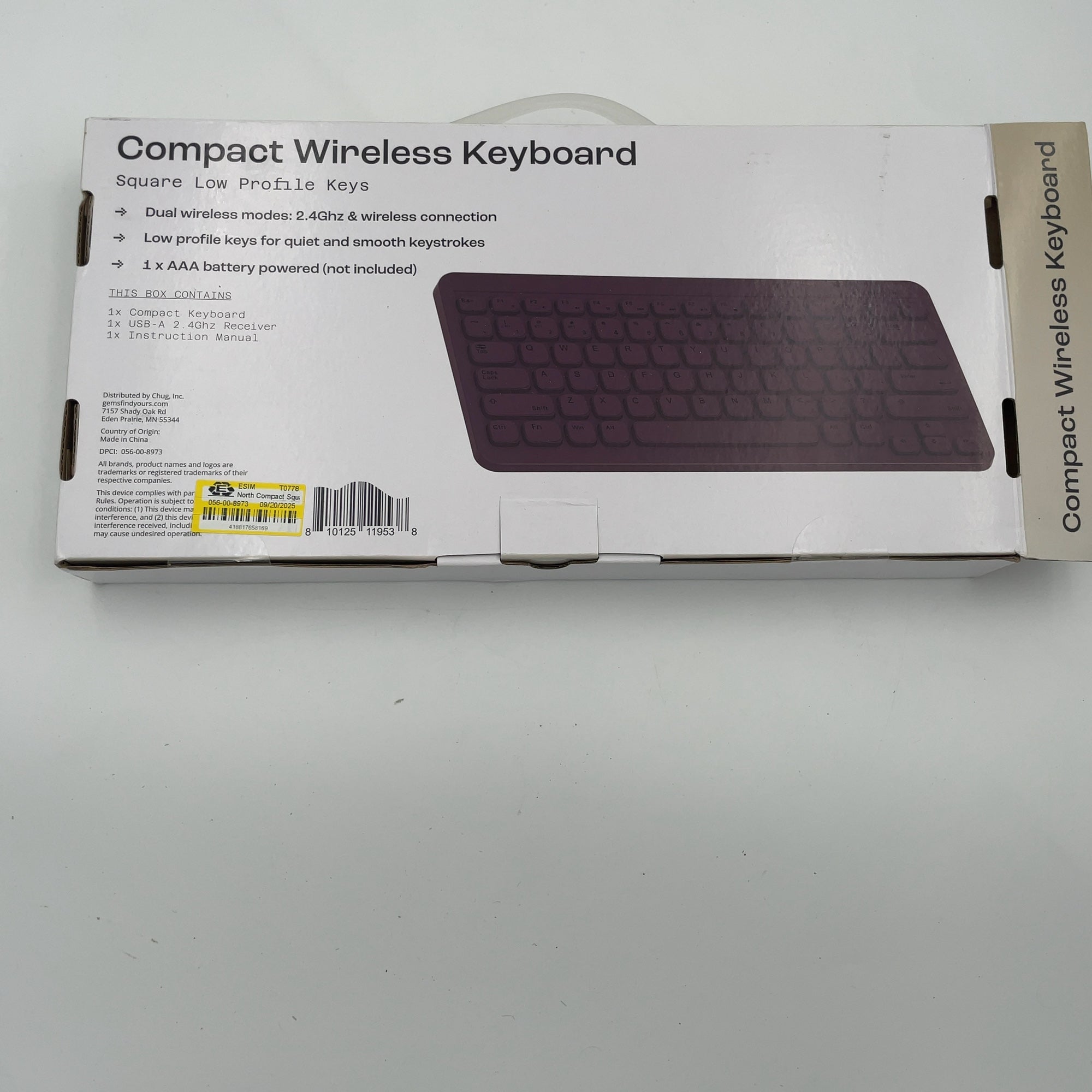 North Compact Square Key Wireless Keyboard - Plum Purple: Radio Frequency, Membrane Switch, 60% Size