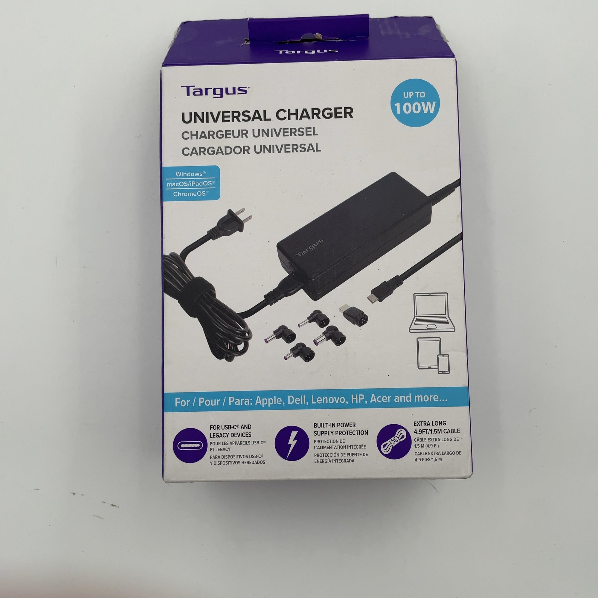 Targus Universal Charger Including All Usb-C Devices - Black: Outlet Adapter 4.5A Power