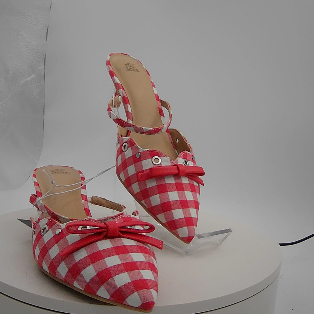 Women's Lysandra Gingham Eyelet Kitten Heels - Wild Fable Red 7.5: Slip-On Pumps, Pointed Toe, 2" Louis Heel, Textured Outsole