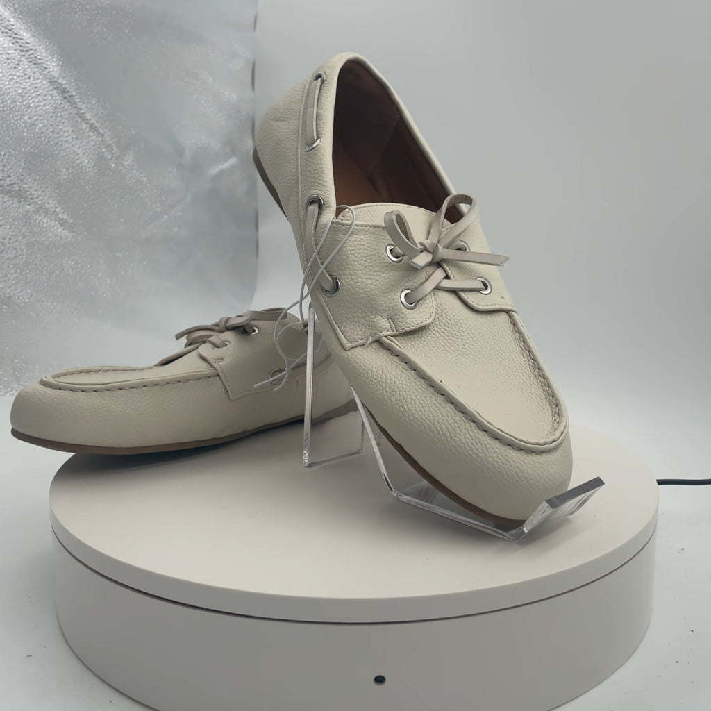 Women's Midge Boat Shoe Flats With Memory Foam Insole - Universal Thread Off-White 10: Pull-On, Round Toe