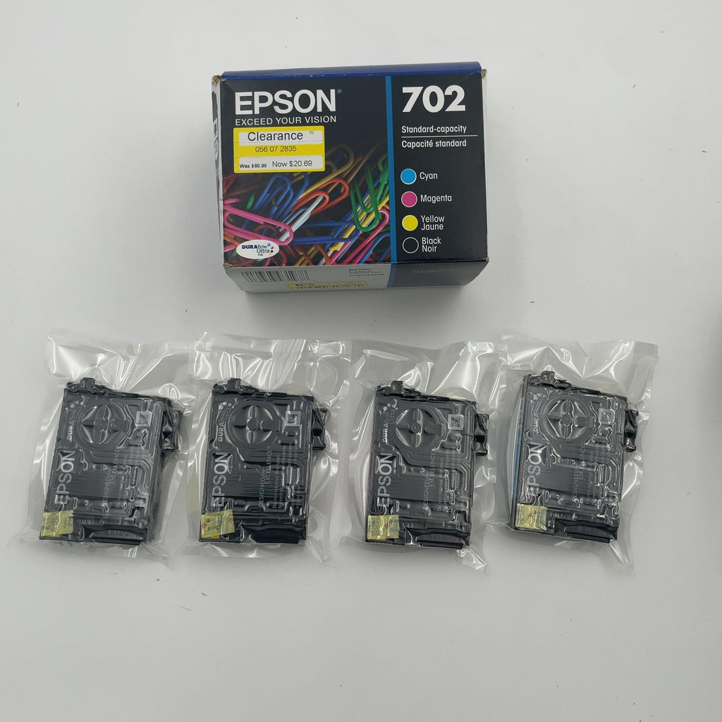Epson 702 Black C/M/Y 4Pk Combo Ink Cartridges - Black Cyan Magenta Yellow: Standard Yield (Please Be Advised That Sets May Be Missing Pieces Or Otherwise Incomplete.)