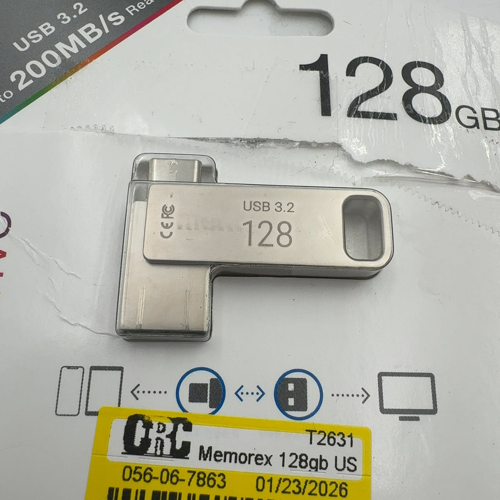 Memorex 128Gb Usb 3.2 Type-C Otg Flash Drive: Usb Memory Stick - Black