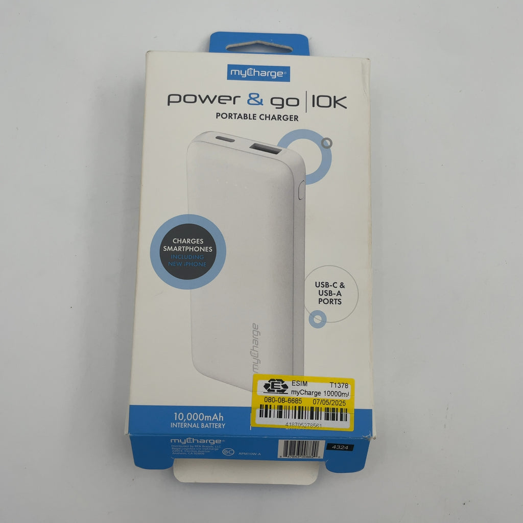 Mycharge 10000Mah Power & Go Power Bank - White: Charge Indicator Light, 12V Output