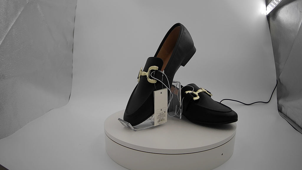 Women's Carolyn Loafers with Memory Foam Insole - A New Day Black 9.5: Slip On, Block Heel, Closed Round Toe