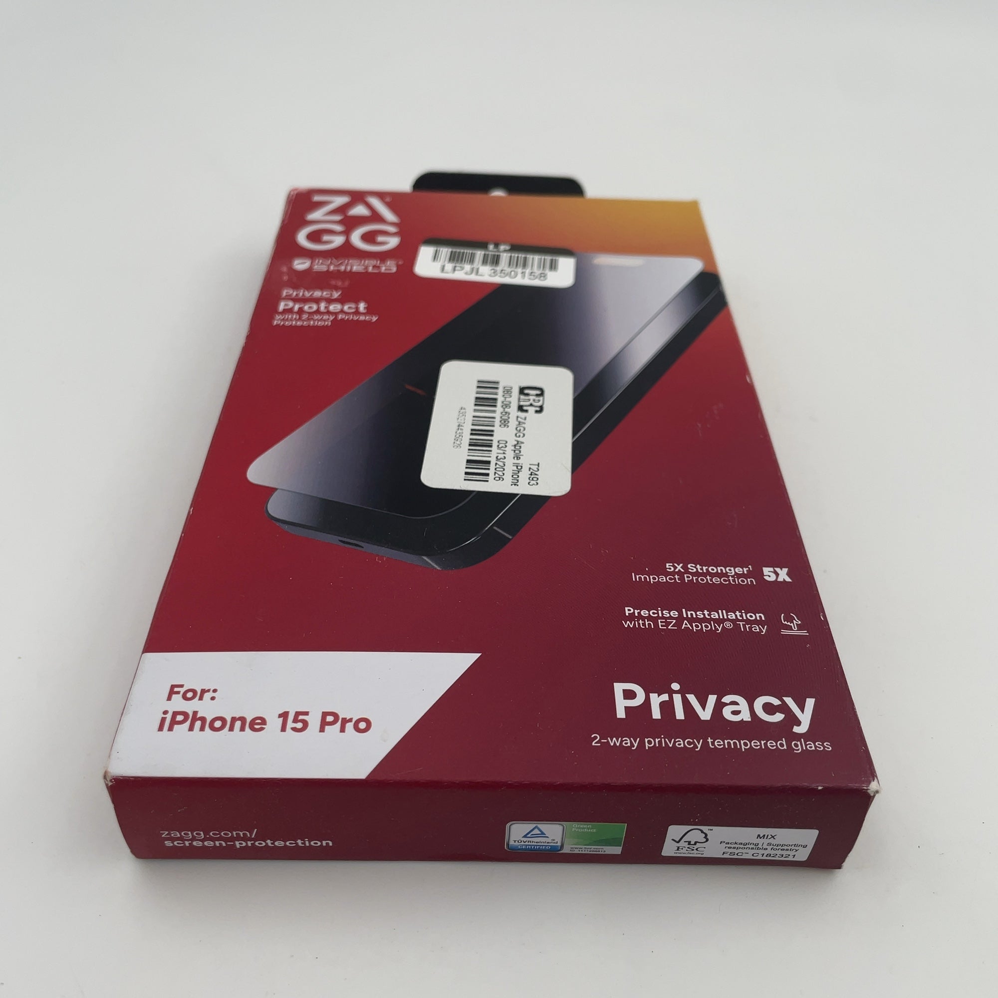 Zagg Apple Iphone 15 Pro Glass Elite Privacy Screen Protector: Scratch-Resistant, Anti-Fingerprint, Sturdy Construction