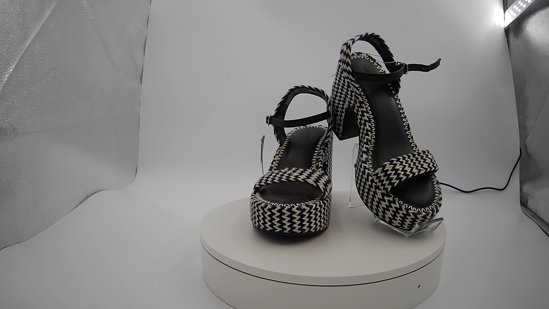 Women's Madeline Woven Platform Sandal Heels with Memory Foam Insole - Universal Thread Black 7.5: Ankle Strap, Block Heel