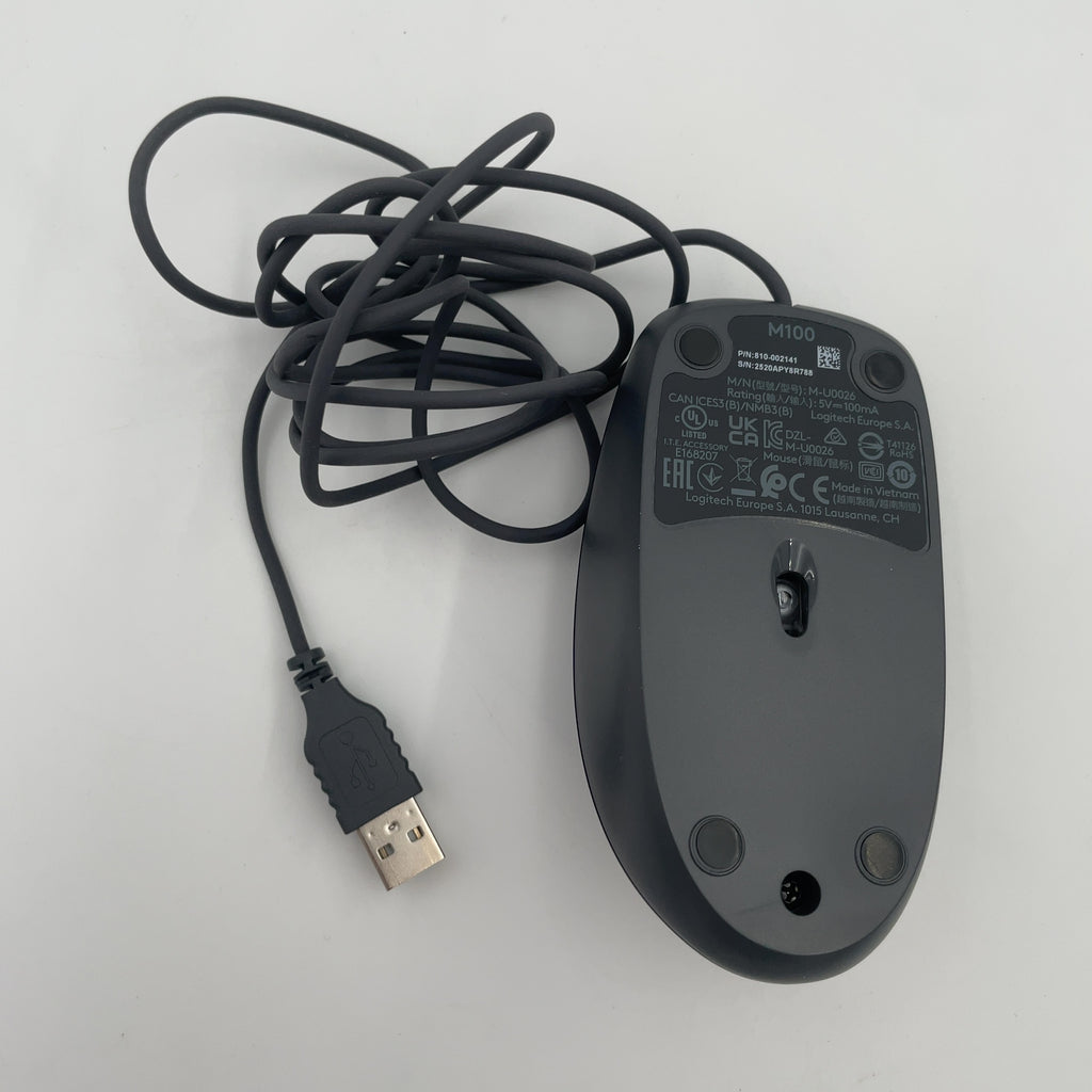 Logitech M100 Wired Mouse - Gray
