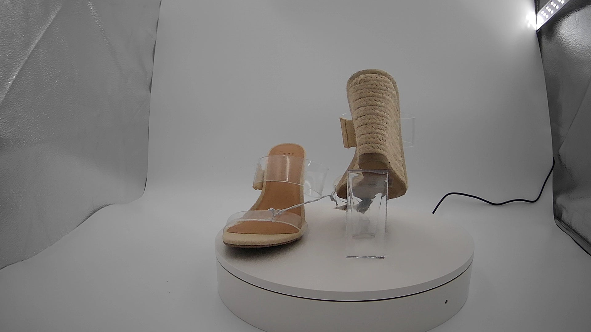 Women's Ansel Double Band Open Toe Wedge Heels with Memory Foam Insole - A New Day Tan 7: Slip-On Platform